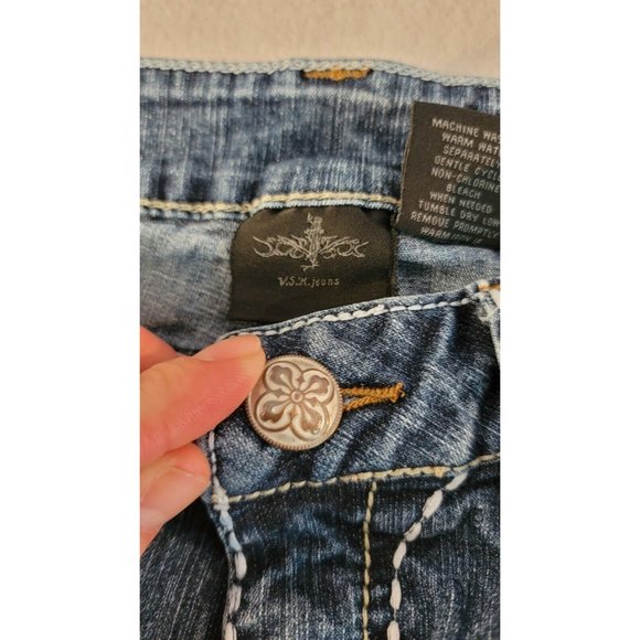V.s.h Jeans Womens Med Wash Capri Sz 8 Denim Jeans Straight leg 31x19 - Picture 2 of 11